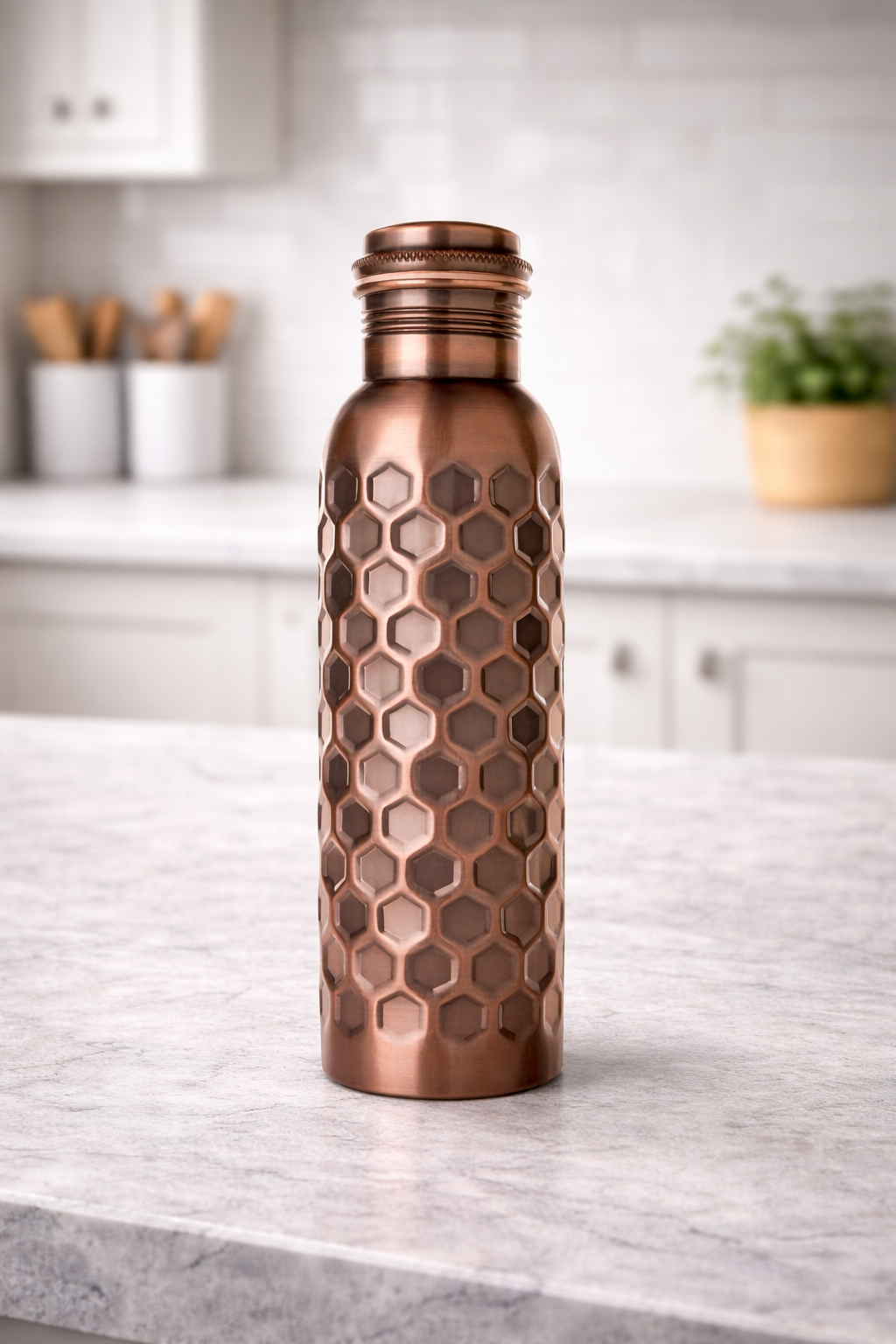 Premium Honeycomb Copper Water Bottle