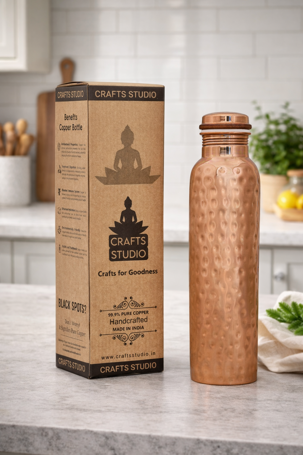 Premium Hammered Copper Water Bottle